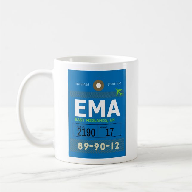 East Midlands, UK - EMA Airport Code Coffee Mug (Left)