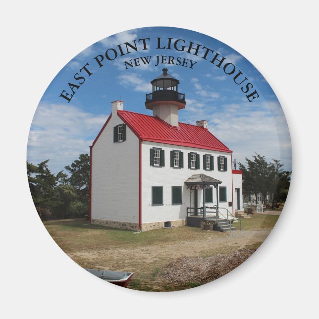 East Point Lighthouse, New Jersey Round Magnet (Front)