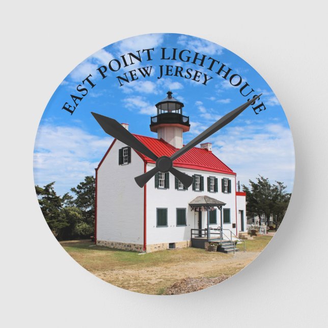 East Point Lighthouse New Jersey Round Wall Clock (Front)