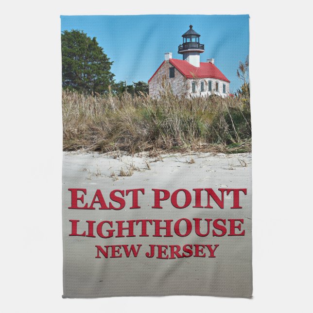 East Point Lighthouse, New Jersey Tea Towel (Vertical)