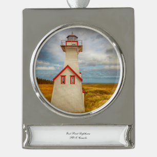 East Point Lighthouse Silver Plated Banner Ornament