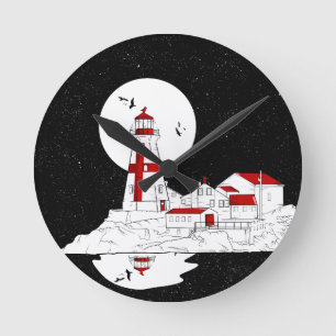 East Quoddy Head Lighthouse flat Round Clock