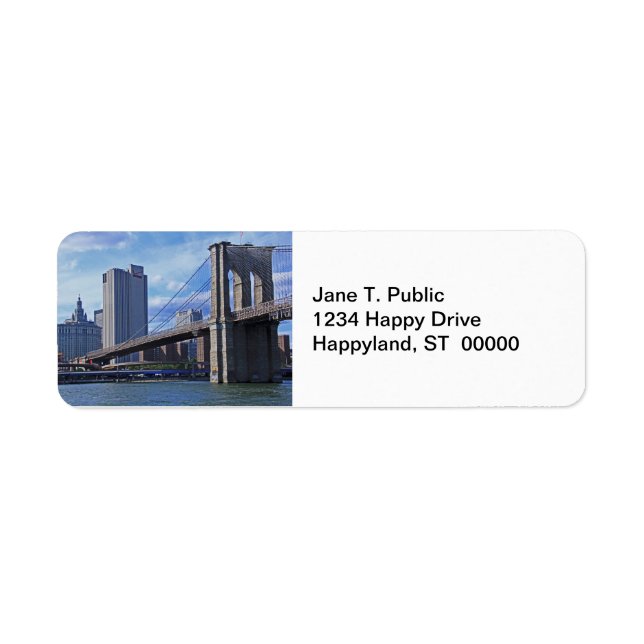 East River: Brooklyn Bridge & Municipal Building Return Address Label (Front)