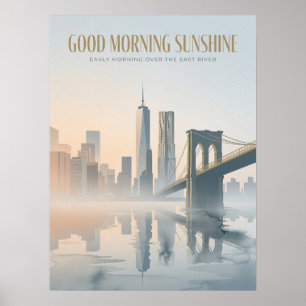 East river sunrise by manhattan poster