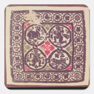 East Roman Empire tapestry showing wild beast Square Sticker