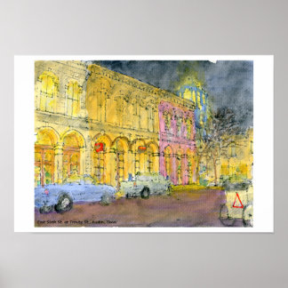 East Sixth Street at Trinity Street, Austin, Texas Poster