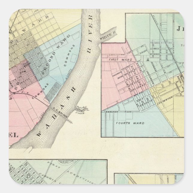 East St Louis, Mt Carmel, Jerseyville and Mendota Square Sticker (Front)