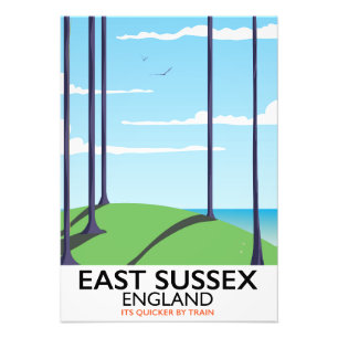 East Sussex, England train poster