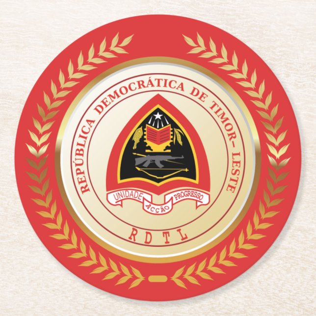 East Timor Coat of Arms Round Paper Coaster (Front)