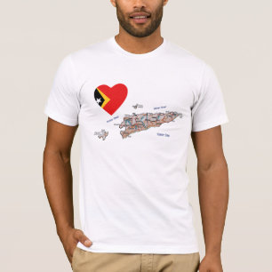 East Timor Flag Heart and Map T-Shirt