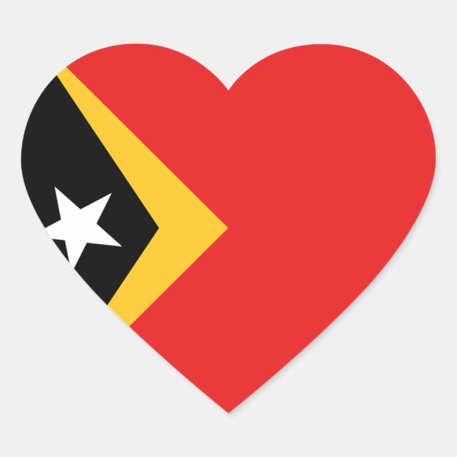 East Timor Flag Heart Sticker (Front)