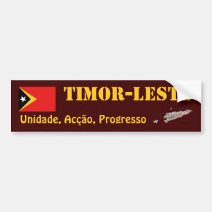 East Timor Flag + Map Bumper Sticker