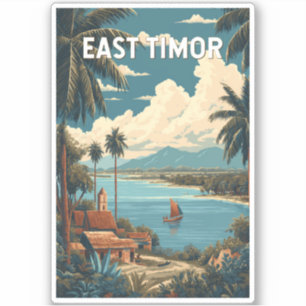 East Timor Illustration Travel Art Vintage