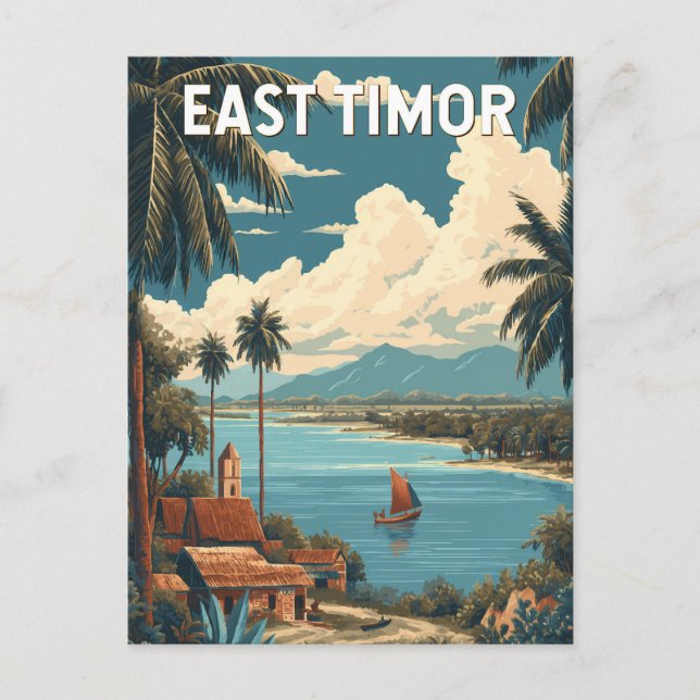 East Timor Illustration Travel Art Vintage Postcard (Front)