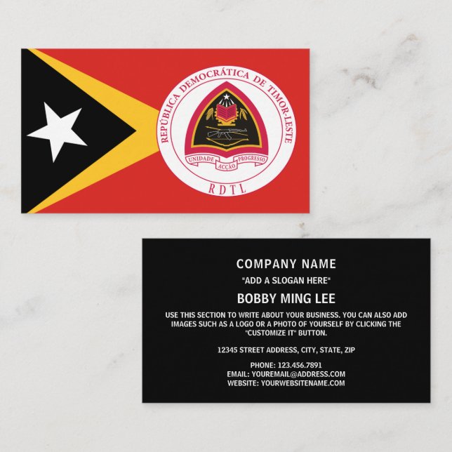 East Timorese Flag & Coat of Arms, East Timor Business Card (Front/Back)