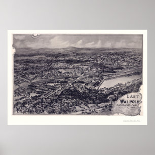 East Walpole, MA Panoramic Map - 1898 Poster
