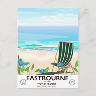 Eastbourne Beach East Sussex travel poster Postcard