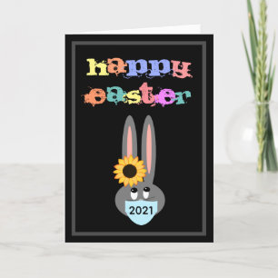 Easter 2021 Face Mask Bunny Personalised Holiday Card