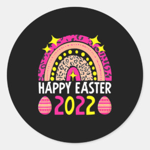 Easter 2022 rainbow t cute happy easter 2022 women classic round sticker