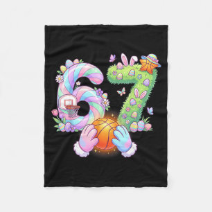Easter 6 7 Meme Six Seven Cute Bunny Basketball Ea Fleece Blanket