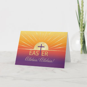 Easter Alleluia Blessings Sunrise With Gold Look Card