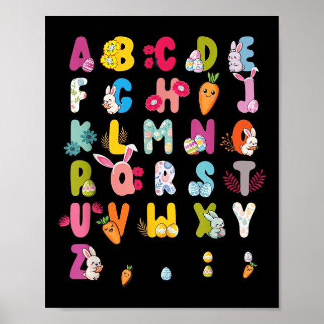 Easter Alphabet Easter Egg Easter Bunny 2025 Kids  Poster (Front)