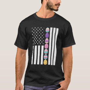 Easter American Flag Outfit Easter Eggs Girl Vint T-Shirt