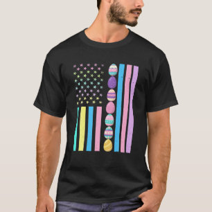 Easter American Flag Outfit Easter Eggs Girl Vint T-Shirt
