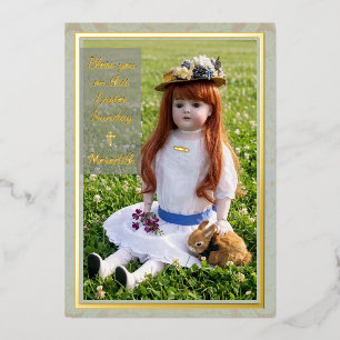 Easter Antique Doll Flat Foil Card