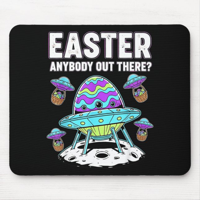 Easter Anybody Out There Funny Alien Pun Ufo Egg M Mouse Pad (Front)