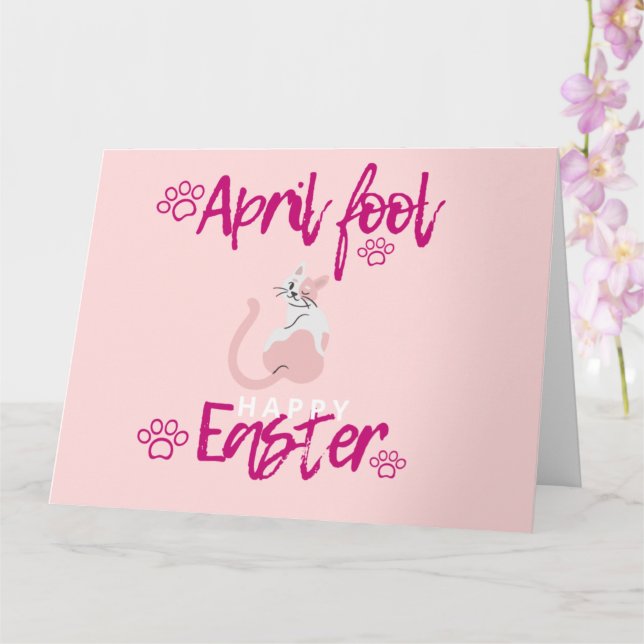Easter April Fool's Day Gift Cat Egg Easter Funny  Card (Orchid)