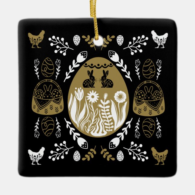 Easter April Holiday Gift Ceramic Ornament (Front)