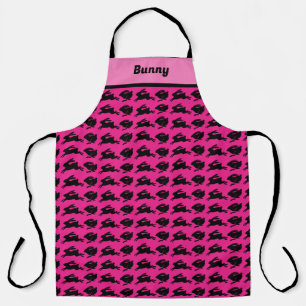 Easter Apron Pink with Black Bunnies Personalised