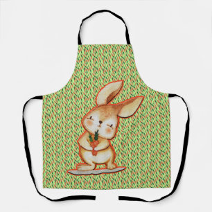 Easter Apron - Rabbits and Carrots Green Apron