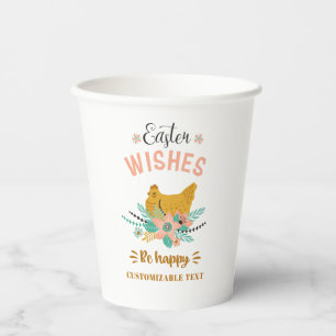 Easter arrangement flowers and easter chicken paper cups