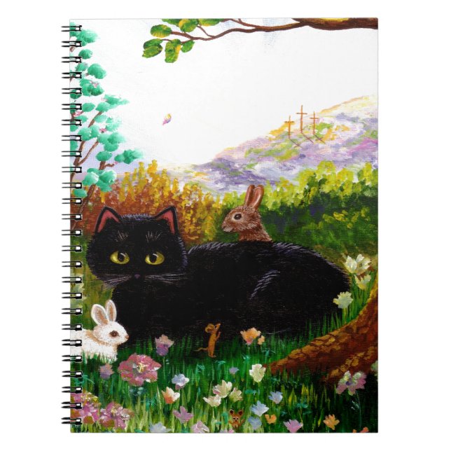 Easter Art Black Cat Mouse Christian Creationarts Notebook (Front)