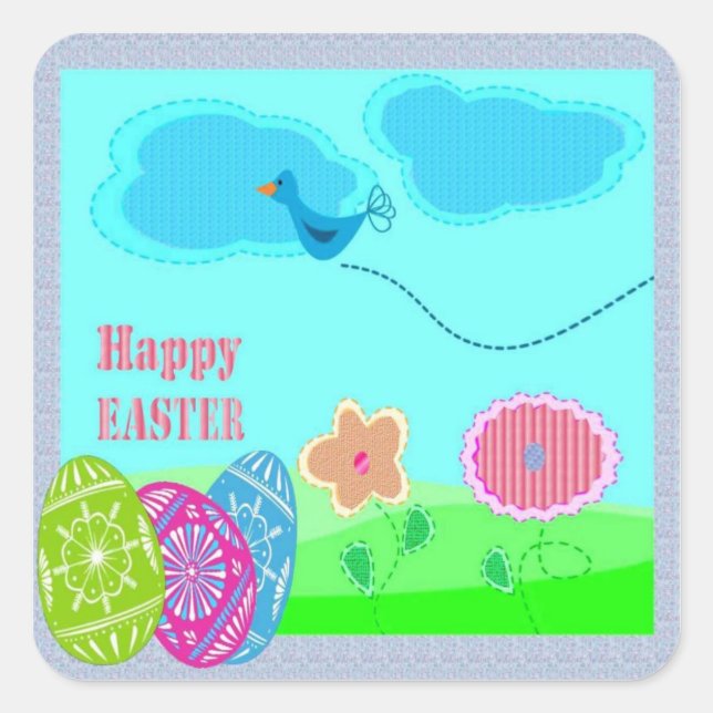 Easter Art Square Sticker (Front)