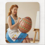 Easter Art Studio Vintage Retro Mousepad<br><div class="desc">Add a touch of creative inspiration to your workspace with this stunning Easter Art Studio mousepad! Part of our exclusive Easter Retro Collection, this high-definition print features a charming 1950s-style ginger artist working on her masterpiece in a sun-drenched vintage studio. Product Details: Vibrant Aesthetic: The warm 1950s colors and soft...</div>
