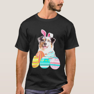 Easter Australian Shepherd Bunny Ears Eggs T-Shirt
