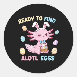 Easter Axolotl Bunny Ears Cute Egg Basket Kawaii Classic Round Sticker