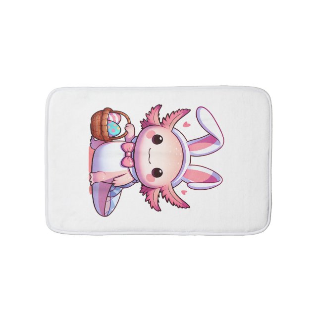 Easter Axolotl Bunny Ears Eggs T-Shirt Bath Mat (Front)