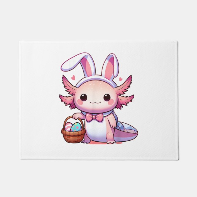 Easter Axolotl Bunny Ears Eggs T-Shirt Doormat (Front)