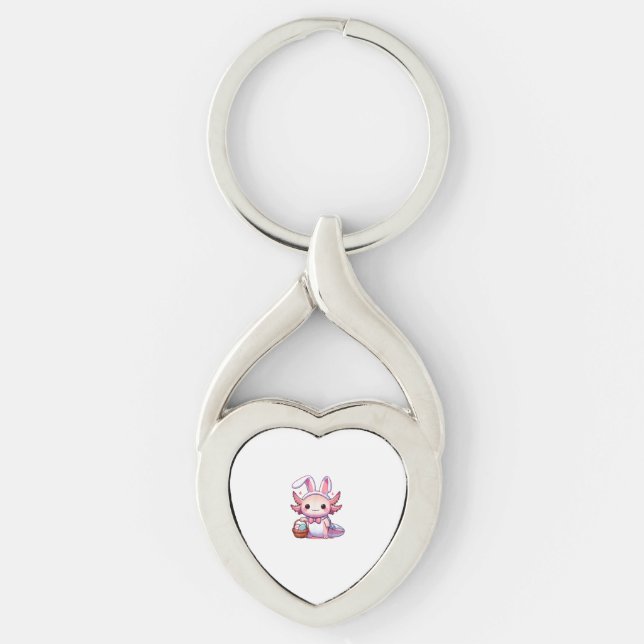 Easter Axolotl Bunny Ears Eggs T-Shirt Key Ring (Front)