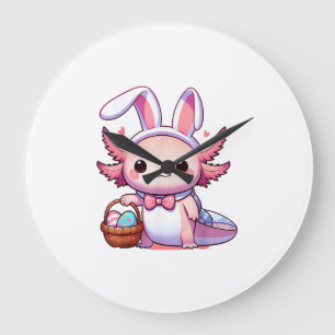 Easter Axolotl Bunny Ears Eggs T-Shirt Large Clock