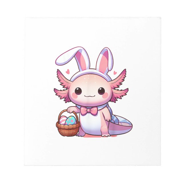 Easter Axolotl Bunny Ears Eggs T-Shirt Notepad (Front)