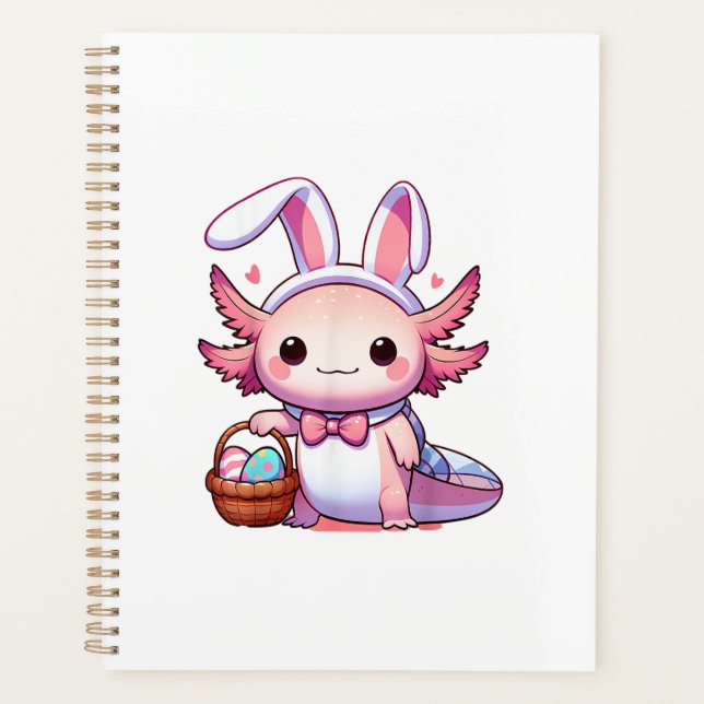 Easter Axolotl Bunny Ears Eggs T-Shirt Planner (Front)