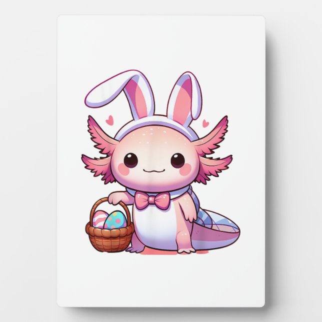 Easter Axolotl Bunny Ears Eggs T-Shirt Plaque (Front)