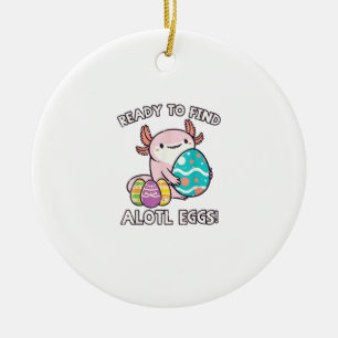 Easter Axolotl Ready To Find Alotl Eggs Hunt Boys  Ceramic Ornament