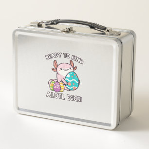 Easter Axolotl Ready To Find Alotl Eggs Hunt Boys  Metal Lunch Box