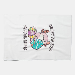 Easter Axolotl Ready To Find Alotl Eggs Hunt Boys  Tea Towel